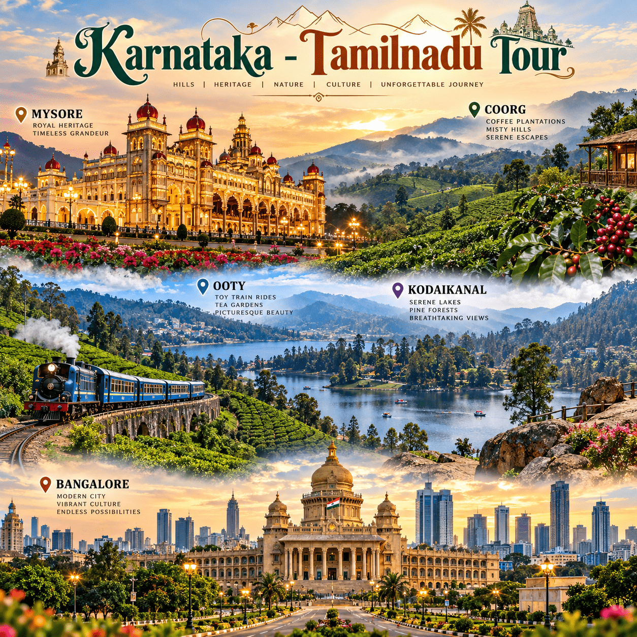 Karnataka & Tamil Nadu Tour Package for travellers from Bopal, Ahmedabad