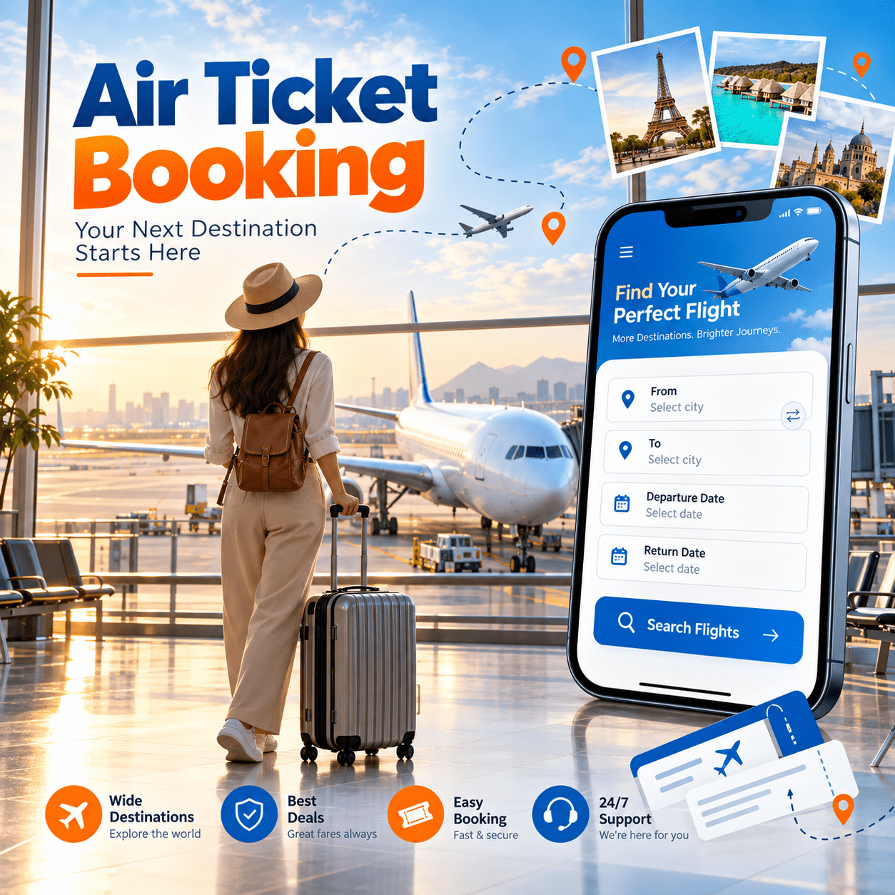 Air Ticket Service for travellers from Bhadaj, Ahmedabad